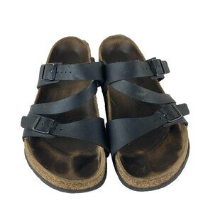 Birkenstock Womens Sz 8 Salina Black Leather Strappy Comfort Sandals